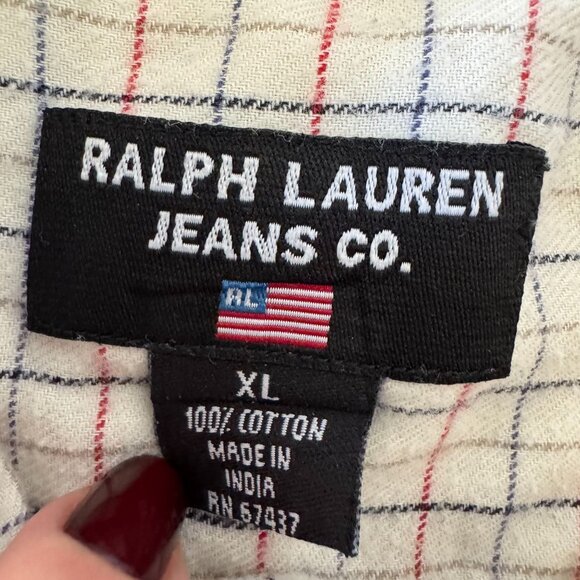 Ralph Lauren Vintage Plaid Flannel Shirt XL Cotton Button Down‎ Chest Pocket - Picture 4 of 7